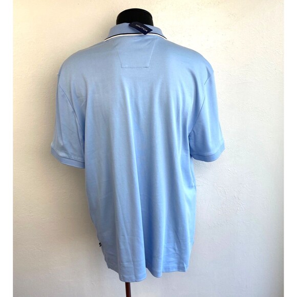 Nautica Mens Polo Shirt XXL Light Blue Knit Short Sleeves Golf Sports Casual - Picture 7 of 11